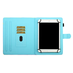 Sewing Thread Horizontal Painted Flat Leather Case with Pen Cover & Anti Skid Strip & Card Slot & Holder, For 8 inch Tablet PC Universal