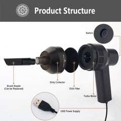 HK-6019D Portable Household Car Handheld Mini USB Vacuum Cleaner Dust Collector Cleaning Tools, HK-6019D