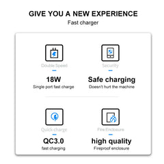 WK WP-U57 18W Speed QC3.0 Fast Charger + USB to Type-C / USB-C Data Cable, US Plug