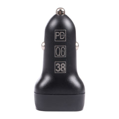 QC USB + USB-C / Type-C Dual Ports Fast Charging Car Charger with Luminous Aperture