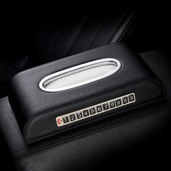 Universal Car Tissue Box with Temporary Parking Phone Number Card