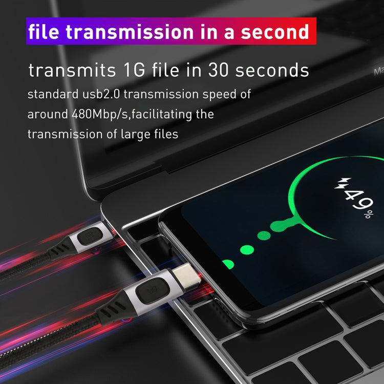 100W 5A USB-C / Type-C Male to USB-C / Type-C Male PD Fast Charging Braided Data Cable, 1m, 1.5m, 2m