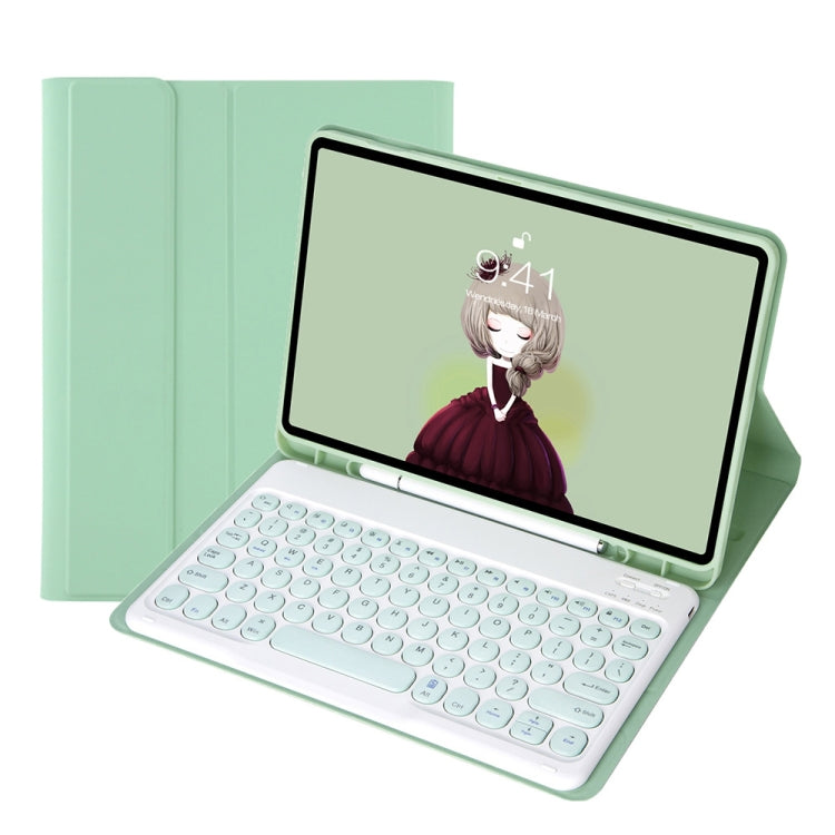 YT11B Detachable Candy Color Skin Feel Texture Round Keycap Bluetooth Keyboard Leather Case For iPad Air 4 2020 / Air 5 2022 / Pro 11 inch 2022 / 2021 / 2020 / 2018(White Ice), For iPad 9.7 inch 2018 & 2017 / Pro 9.7 inch / Air 2 / Air                 ...