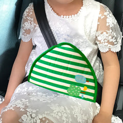 Car Child Seat Belt Adjusting and Fixing Device Buttons Seat Belt Anti-strangulation Shoulder Cover, Cotton Fabric Pink Stripes, Cotton Fabric Green Stripes, Mesh Fabric Lion, Flannel Fabric Ladybug