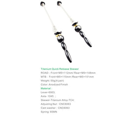 BIKERSAY Bicycle Skewers Quick Release Titanium Axle QR Wheel Hub Skewer, For MTB Bicycle QR001, For Road Bicycle QR001, For MTB Bicycle QR002, For Road Bicycle QR002, For MTB Bicycle QR003, For Road Bicycle QR003, For MTB Bicycle QR004                ...