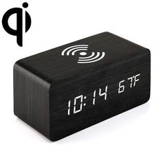 KD8801 5W Wooden Creative Wireless Charger LED Mirror Digital Display Sub-alarm Clock, Regular Style