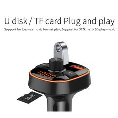 BC52 QC3.0 Fast Charging Car Colorful Atmosphere Light Bluetooth MP3 Player FM Transmitter, BC52