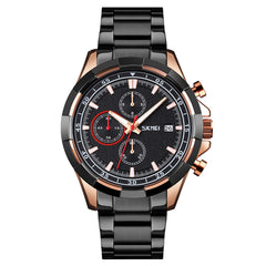 SKMEI 9192 Men Calendar Timing Stainless Steel Belt Luminous Quartz Watch