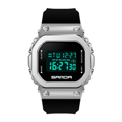 SANDA 9006 LED Digital Display Square Dial Sports Electronic Watch for Men and Women