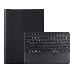 Y0N5-A TPU Case Lambskin Texture Round Keycap Bluetooth Keyboard Leather Case with Holder & Touchpad, Y0N5-A