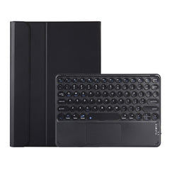 Y0N5-A TPU Case Lambskin Texture Round Keycap Bluetooth Keyboard Leather Case with Holder & Touchpad, Y0N5-A