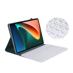 Y0N5 TPU Case Lambskin Texture Round Keycap Bluetooth Keyboard Leather Case with Holder, Y0N5