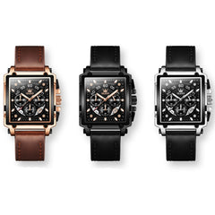 OLEVS 9919 Square Dial Chronograph Luminous Quartz Watch for Men