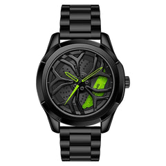 SANDA 1065 3D Hollow Out Wheel Non-rotatable Dial Quartz Watch for Men, Steel Belt, Leather Belt