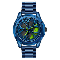 SANDA 1065 3D Hollow Out Wheel Non-rotatable Dial Quartz Watch for Men, Steel Belt, Leather Belt