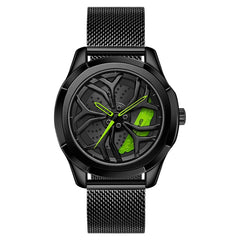 SANDA 1065 3D Hollow Out Wheel Non-rotatable Dial Quartz Watch for Men, Mesh Belt