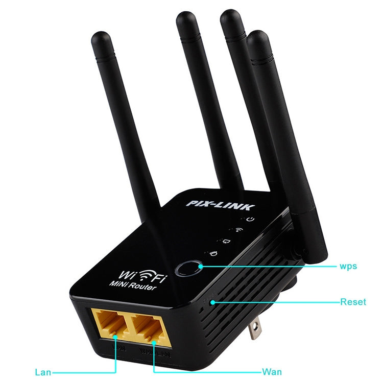 Wireless Smart WiFi Router Repeater with 4 WiFi Antennas, EU Plug Black, EU Plug White, UK Plug Black, UK Plug White, US Plug Black, US Plug White