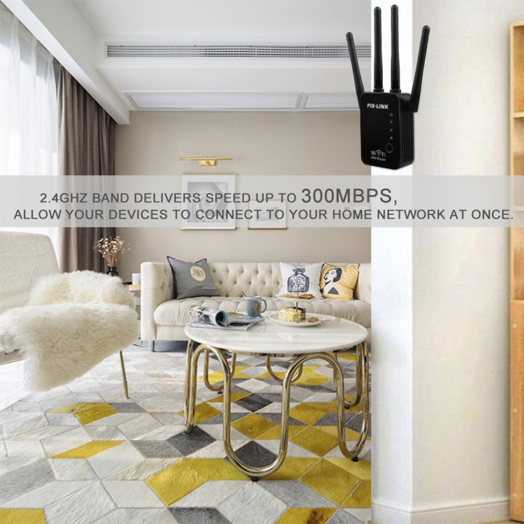 Wireless Smart WiFi Router Repeater with 4 WiFi Antennas, EU Plug Black, EU Plug White, UK Plug Black, UK Plug White, US Plug Black, US Plug White