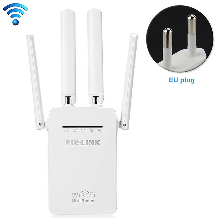 Wireless Smart WiFi Router Repeater with 4 WiFi Antennas, EU Plug Black, EU Plug White, UK Plug Black, UK Plug White, US Plug Black, US Plug White