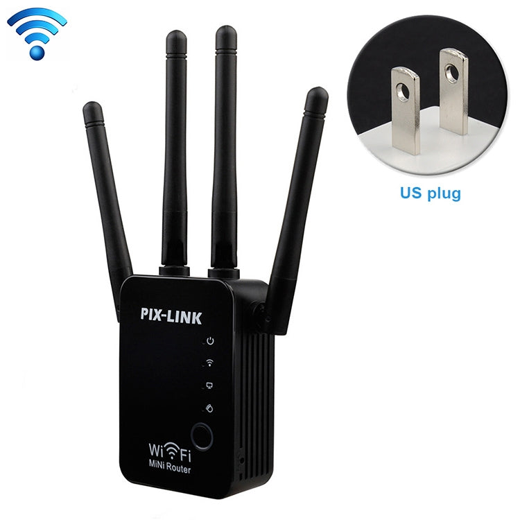 Wireless Smart WiFi Router Repeater with 4 WiFi Antennas, EU Plug Black, EU Plug White, UK Plug Black, UK Plug White, US Plug Black, US Plug White