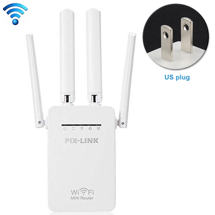 Wireless Smart WiFi Router Repeater with 4 WiFi Antennas, EU Plug Black, EU Plug White, UK Plug Black, UK Plug White, US Plug Black, US Plug White