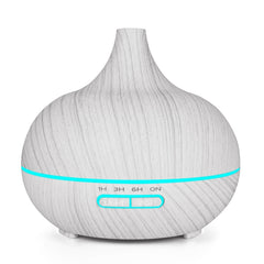 400ml Wood Texture Fragrance Machine Pointed Mouth Humidifier with Colorful LED Light, AU Plug, without Remote Control, UK Plug, with Remote Control