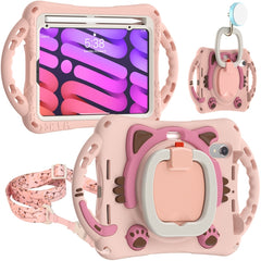 Cute Cat King Kids Shockproof EVA Protective Case with Holder & Shoulder Strap & Handle, For iPad mini 6 / mini 2024, For iPad mini 6
