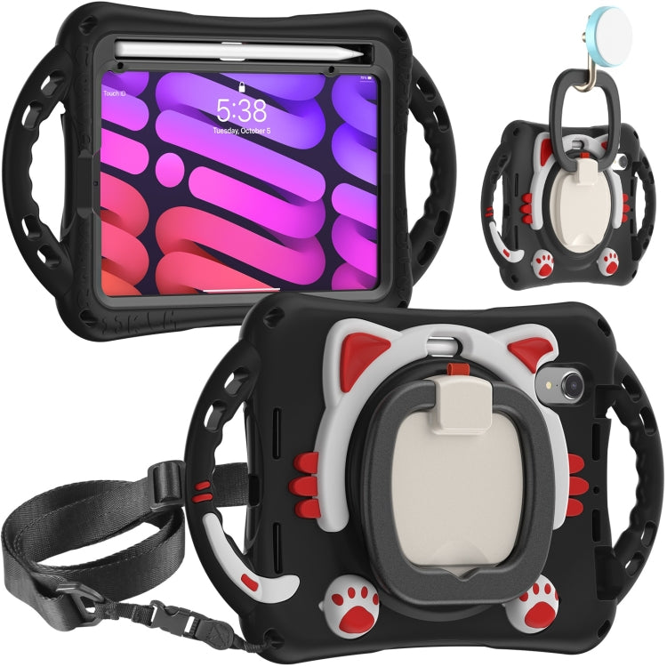 Cute Cat King Kids Shockproof EVA Protective Case with Holder & Shoulder Strap & Handle, For iPad mini 6 / mini 2024, For iPad mini 6