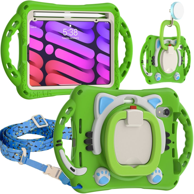 Cute Cat King Kids Shockproof EVA Protective Case with Holder & Shoulder Strap & Handle, For iPad mini 6 / mini 2024, For iPad mini 6