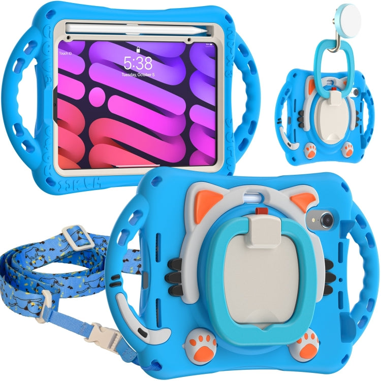 Cute Cat King Kids Shockproof EVA Protective Case with Holder & Shoulder Strap & Handle, For iPad mini 6 / mini 2024, For iPad mini 6