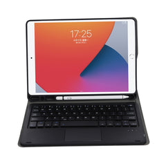A07B-A Lambskin Texture Square Keycap Bluetooth Keyboard Leather Case with Touch Control For iPad, For iPad Air 5 / 4 2020 10.9 / Pro 11 inch 2021 & 2020 & 2018