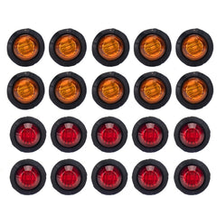 20 in 1 Red + Amber Light Truck Trailer LED Round Side Marker Lamp, A5014
