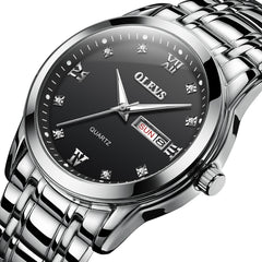 OLEVS 8691 Men Business Luminous Dual Calendar Design Waterproof Quartz Watch, OLEVS 8691 Quartz Watch (Black)