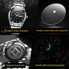 OLEVS 8691 Men Business Luminous Dual Calendar Design Waterproof Quartz Watch, OLEVS 8691 Quartz Watch (Black)