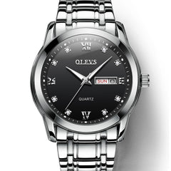 OLEVS 8691 Men Business Luminous Dual Calendar Design Waterproof Quartz Watch, OLEVS 8691 Quartz Watch (Black)
