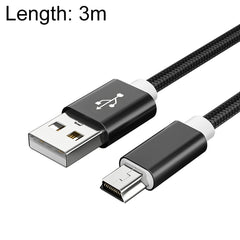 5 PCS Mini USB to USB A Woven Data / Charge Cable for MP3, Camera, Car DVR, 3m