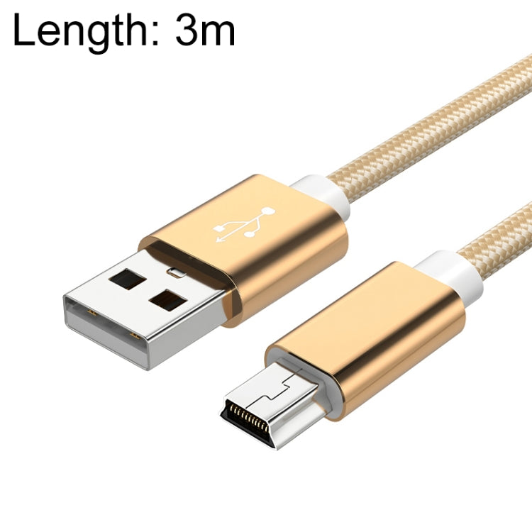 5 PCS Mini USB to USB A Woven Data / Charge Cable for MP3, Camera, Car DVR, 3m