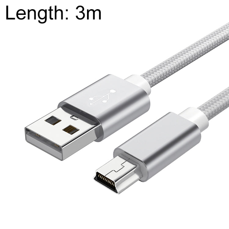 5 PCS Mini USB to USB A Woven Data / Charge Cable for MP3, Camera, Car DVR, 3m