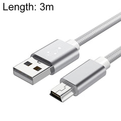 5 PCS Mini USB to USB A Woven Data / Charge Cable for MP3, Camera, Car DVR, 3m