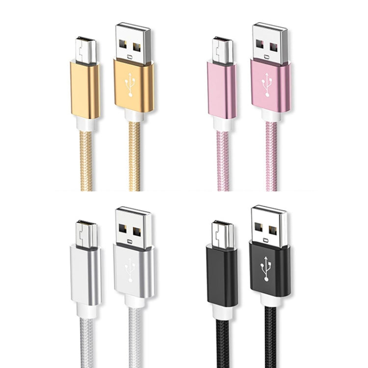 5 PCS Mini USB to USB A Woven Data / Charge Cable for MP3, Camera, Car DVR, 3m