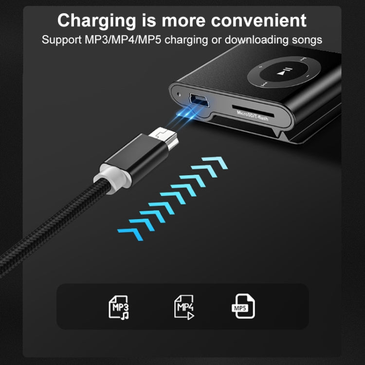 5 PCS Mini USB to USB A Woven Data / Charge Cable for MP3, Camera, Car DVR, 3m