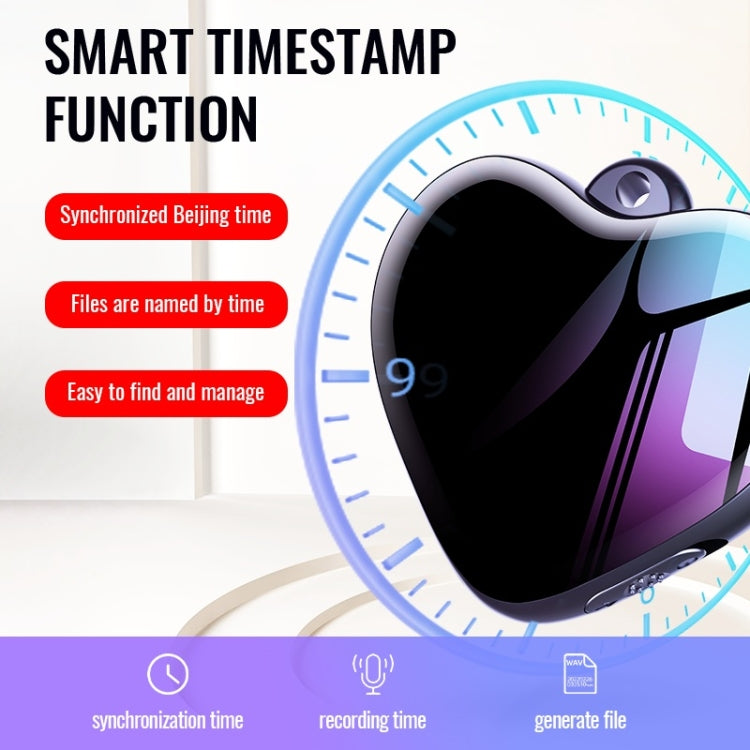 Q66 Heart Pendant Smart HD Noise Reduction Voice Control Recording Pen, 4GB, 8GB, 16GB, 32GB, 64GB