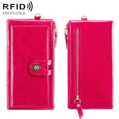 3506 Oil Wax Vintage Texture RFID Anti-Degaussing Hand Held Wallet for Ladies