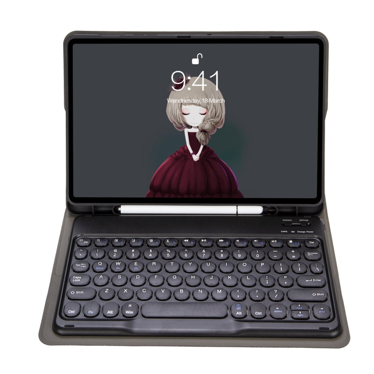 YA08B Lambskin Texture Voltage Round Keycap Bluetooth Keyboard Leather Case, For Samsung Galaxy Tab A8 10.5 2021 SM-X200 / SM-X205, For Samsung Galaxy Tab S8 11 inch SM-X700 / SM-X706 & S7 11 inch SM-X700 / SM-T875