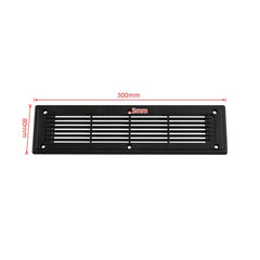 A6792 300x80mm Black Straight Louvered Ventilation Plastic Venting Panel Cover, 300x80mm