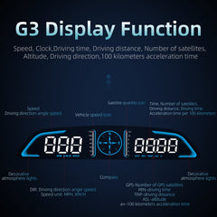 G3 Car 5.5 inch HUD Head-up Display HD GPS Speed Alarm Odometer, G3
