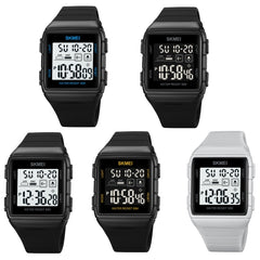 SKMEI 1960 Stainless Steel Buckle Silicone Strap Waterproof Electronic Watch, 1960 Light Grey, 1960 Black Gold, 1960 Black and White Machine, 1960 Black and Black Machine, 1960 Blue