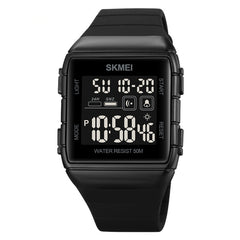 SKMEI 1960 Stainless Steel Buckle Silicone Strap Waterproof Electronic Watch, 1960 Light Grey, 1960 Black Gold, 1960 Black and White Machine, 1960 Black and Black Machine, 1960 Blue