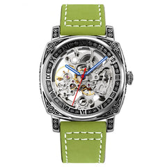 SKMEI 9271 Stainless Steel Buckle Leather Strap Waterproof Mechanical Watch