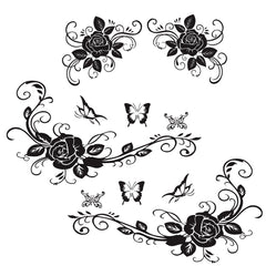 2 PCS/Set D-72 Butterfly Love Flower Pattern Car Modified Decorative Sticker, D-72